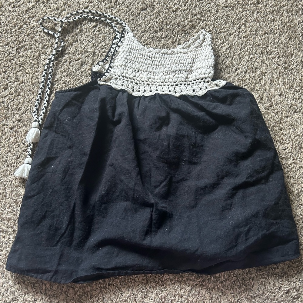 black and beige blouse